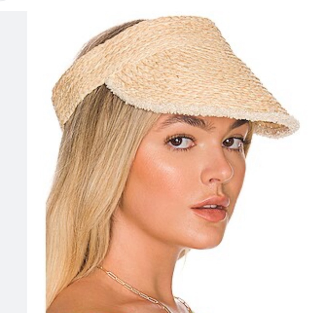 NWT. Hat Attack Natural Straw Visor with Cream Accent